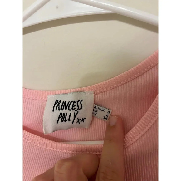 Princess Polly pink ribbed tank top size 4 small - Picture 3 of 4
